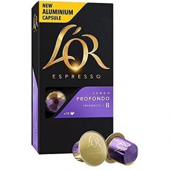 L'Or Espresso Café Lungo Profondo Intensité 8 Capsules en Aluminium Compatibles avec les Machines Nespresso