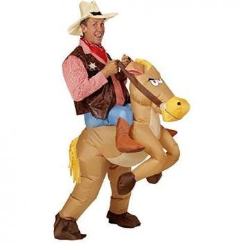 WIDMANN- Disfraz hinchable de caballo, Color marrón, talla única