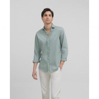 Camisa de hombre slim lisa verde estilo elegante y moderno