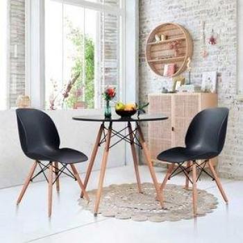 Mesa De Comedor Tower Forma Circular Gris/Haya 75Xø80 Cm