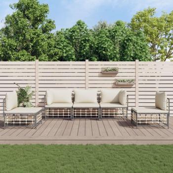 5-Piece Anthracite Poly Rattan Garden Lounge Set with Cushions
