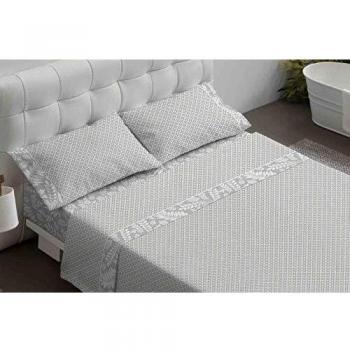 Burrito Blanco Juego de Sábanas 476 con un Diseño de una Pequeña Geometría para Cama Individual de 105x190 hasta 105x200 cm/Juego de Cama 105, Color Gris