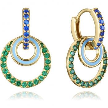 Pendientes Viceroy Elegant de plata de ley con baño de oro, circonitas y esmalte azul