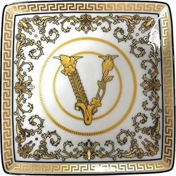 Bandeja Cuadrada de Porcelana Virtus Gala de Versace - 12 cm, Color Blanco