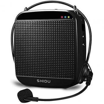 Amplificador de voz portátil de 15W, SHIDU amplificador de voz con auriculares con micrófono con cable Micrófono recargable y sistema de altavoces PA para profesores,canto,aula, guía de turismo,yoga