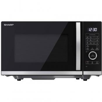 Microondas convección SHARP YC-QC254AE-B, grill, tecnología Flatbed (sin plato giratorio), 900W, 25L, 10 niveles de potencia, función eco-descongelado, color negro