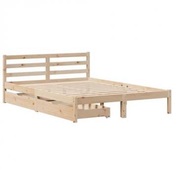 Cama sin colchón 135x190 cm en madera maciza de pino Vidaxl Marrón