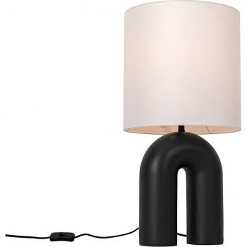 Lámpara de mesa Lotti negra con pantalla de lino blanco