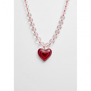 Stradivarius Red Heart Charm Sphere Necklace OS