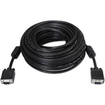 NANOCABLE 10.15.0130 - Cable SVGA con ferrita Monitor, proyector y PC, HDB15/M-HDB15/M, Negro, 30mts