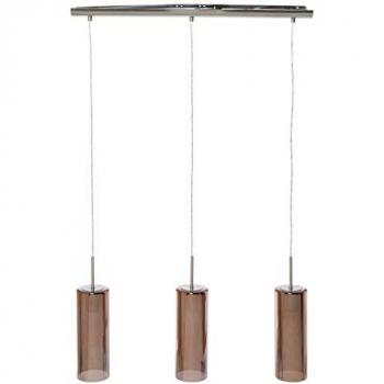 Lámpara Colgante Industrial Selvino 3 Luces Vidrio Espejo Cobre y Acero Satinado