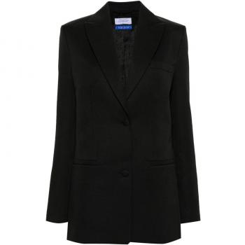 Off-White Women's Black Embroidered Wool Blazer Jacket, Size 38 (2XS) | OWEF099C99FAB001