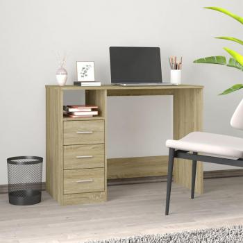 vidaXL Desk with Drawers Sonoma Oak 102x50x76 cm Engineered Wood