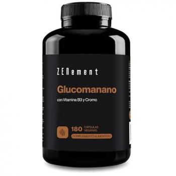 Glucomanano 500 mg, 180 Cápsulas | Fibra vegetal de la raíz de konjac | 100% Natural, Vegano, No-GMO, libre de aditivos, sin gluten | Zenement
