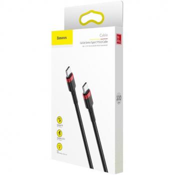 Baseus Cafule Cable USB-C a USB-C PD 60W Carga Rápida QC3.0 Power Delivery PD2.0 1m Nylon Trenzado Negro Rojo