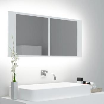 Armario de Baño con Espejo y Luz LED Blanco 100x45x12 cm