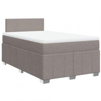 Cama Box Spring con colchón tela gris taupe 120x200 cm