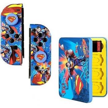 FR-TEC Superman Combo Pack para Nintendo Switch y Switch OLED - Funda Rígida, Grips y Estuche para 16 Juegos