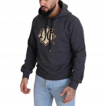 Dolce & Gabbana Gray Logo Cotton Hooded Sweatshirt Sweater - IT50 | L