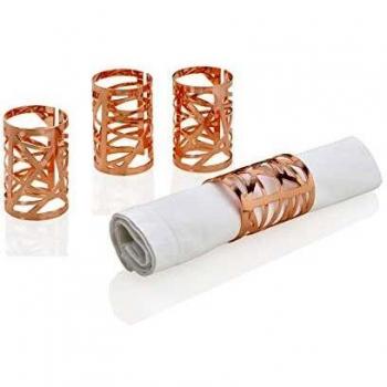 ANDREA HOUSE - Set 4 servilleteros de Metal Color Cobre Ø4x6,5cm