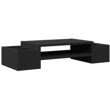 Soporte de pantalla con almacenaje madera negro 70x27x15 cm