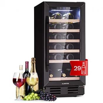 Frigorífico de Vino Empotrado Klarstein Vinovilla 29, 81 L / 29 Botellas, 1 Zona, Puerta de Vidrio, Acero Inoxidable