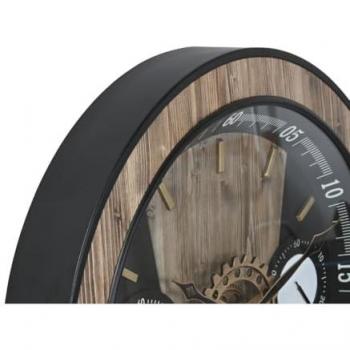 Reloj de Pared Home ESPRIT Negro Natural Cristal Hierro 60 x 8 x 60 cm