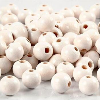 Perlas de Madera Blancas 8mm x 2mm, 15g (80 Unidades)