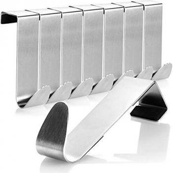 com-four® 8X Los Ganchos de la Puerta de Acero Inoxidable - Gancho de Ropa con protección de Espuma - Colgador de Abrigos para la Puerta del Armario y la Puerta de la habitación - 7,5 cm