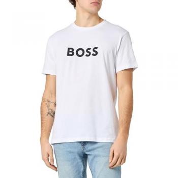 BOSS Men's Short Sleeve Logo T-Shirt, White, Size XXL