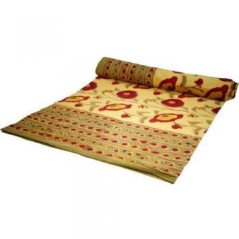 Guru-Shop Colcha con Estampado de Bloques, Funda de Sofá de Cama, Colgante de Pared Hecho a Mano, Paño de Pared Amarillo, Marrón, Naranja - Diseño 18, Algodón, Tamaño: Doble 225x275 cm