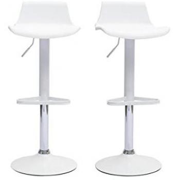 Set de 2 taburetes de cocina de diseño blancos ajustables 360º Kronos