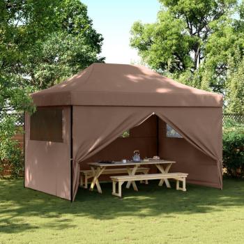 Tienda de fiesta plegable Pop-Up con 4 paredes laterales en color Burdeos, Naranja y Beige