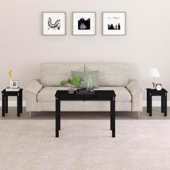 Mesas apilables 3 piezas madera maciza de pino Natural, Blanco, Gris y Negro - Mesa de sofá, Mesa de Entrada para Salón, Consola de Entrada, Mueble Recibidor, Mesita Auxiliar