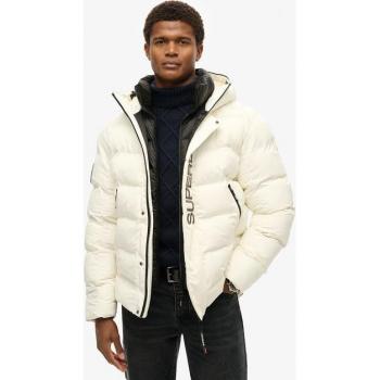 Superdry Off White City Graphic Hooded Puffer Jacket XL