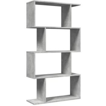 Librería divisora 4 niveles madera gris hormigón 70x24x129 cm