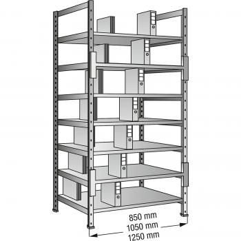 Estantería ensamblable para archivadores, galvanizada, altura 2640 mm, doble cara, base 1200 x 600 mm