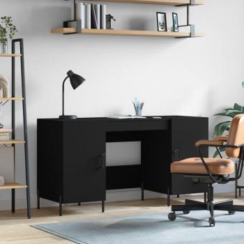 Escritorio de madera multicapa negro 140x50x75 cm