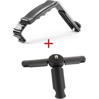 Soporte Universal en L para Micrófono con Agarre de Cámara y 2 Zapatas para Zhiyun Smooth Q/3, Dji Osmo y Rode Videomicro