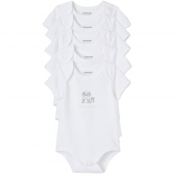 VERTBAUDET Lote de 5 bodies de manga corta estampado gráfico 100% algodón bebé Blanco 6M - 67CM