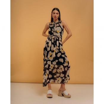 Vestido largo sin manga y estampado floral Niza