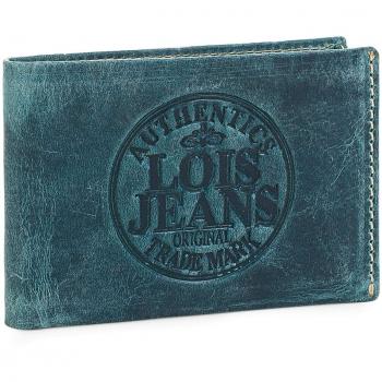 Lois - 12386 Cartera Monedero Billetero Tarjetero Hombre de Piel Genuina. Porta Monedas Exterior. 10 Compartimentos Tarjetas y documentación, 1 para Billetes, Color Azul