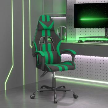 Silla de juego negro y verde en cuero sintético