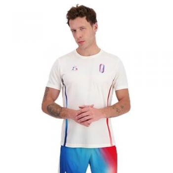 Le Coq Sportif Men's Performance Short Sleeve Running T-Shirt, Marshmallow