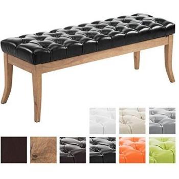 Banca de Madera Ramses con Tapizado de Cuero Sintético Antiguo y Alta Calidad, Altura de Asiento 46 cm, Color Negro, Tamaño 120 cm