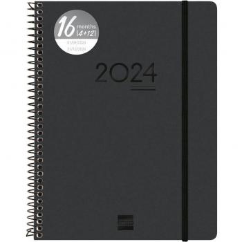 FINOCAM Agenda Anual 16 Meses 23-24 Ikon E10 Semana Vista Vertical Negro Multilingüe 155x212mm