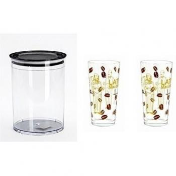 Tarro de aroma fresh Café + 2Latte vasos CC 350grande Cristal Coffee & More stabelbar