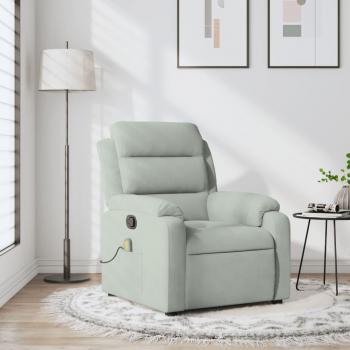 Sillón de masaje reclinable de terciopelo en gris claro, gris oscuro y verde oscuro - Sillón cómodo para dormitorio, silla relax y sofá