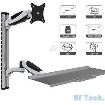 HFTEK FY02WS Workfit Workstation Soporte del Monitor Soporte de Pared para Montaje supervisar el Apoyo Montaje de TV Wall Mount Bracket inclinación y Giro hasta 34 Pulgadas con VESA 75/100