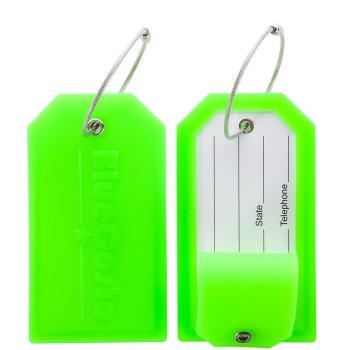 CSTOM Etiqueta de Equipaje Maleta Accesorios de Viaje +privacidad con cubierta de acero Loops -Verde, 2-Pack